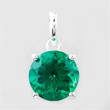 NO RESERVE 3.46 Ct Round Green Topaz, 925 Sterling Silver Pendant