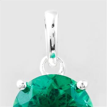 NO RESERVE 3.46 Ct Round Green Topaz, 925 Sterling Silver Pendant