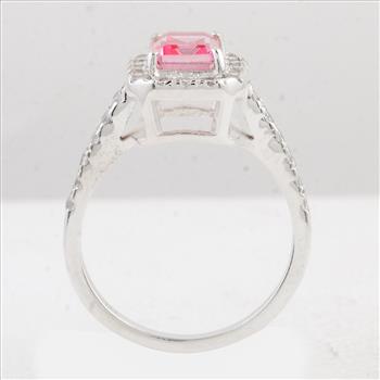 NO RESERVE 3.59 Ct Octagon Pink Topaz 925 Sterling Silver Ring