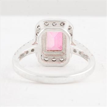 NO RESERVE 3.59 Ct Octagon Pink Topaz 925 Sterling Silver Ring