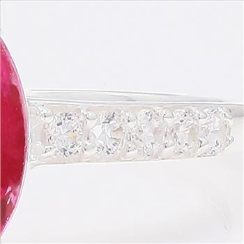 NO RESERVE 3.59 Ct Oval Pink Topaz, Cubic Zirconia 925 Sterling Silver Ring
