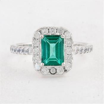 NO RESERVE 3.61 Ct Octagon Green Topaz 925 Sterling Silver Ring
