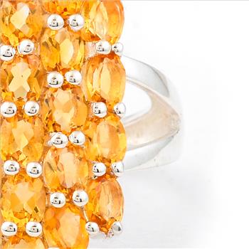 NO RESERVE 3.66 Ct Oval Citrine, 925 Sterling Silver Ring
