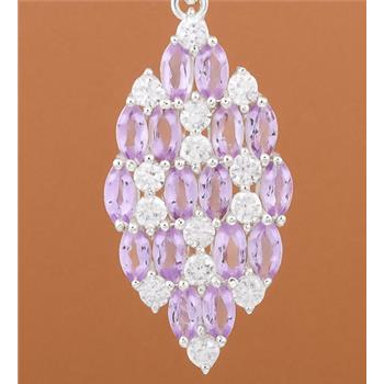 NO RESERVE 3.72 Ct Marquise Amethyst, Cubic Zirconia, 925 Sterling Silver Pendant