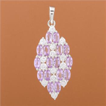 NO RESERVE 3.72 Ct Marquise Amethyst, Cubic Zirconia, 925 Sterling Silver Pendant