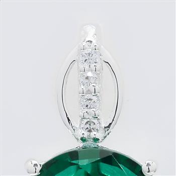 NO RESERVE 3.75 Ct Round Created Emerald, Cubic Zirconia 925 Sterling Silver Pendant