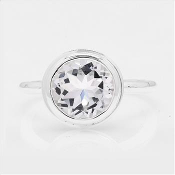 NO RESERVE 3.77 Ct Round White Topaz 925 Sterling Silver Ring