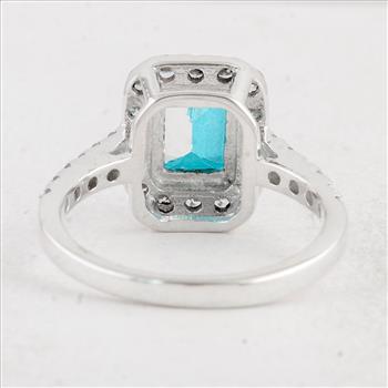 NO RESERVE 3.82 Ct Octagon Pariba Topaz 925 Sterling Silver Ring