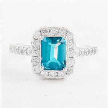 NO RESERVE 3.82 Ct Octagon Pariba Topaz 925 Sterling Silver Ring