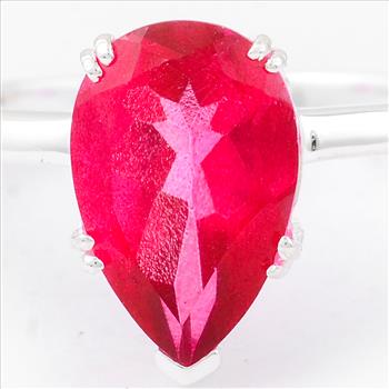 NO RESERVE 3.87 Ct Pear Pink Topaz, 925 Sterling Silver Ring