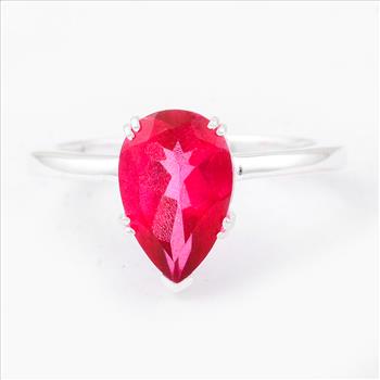 NO RESERVE 3.87 Ct Pear Pink Topaz, 925 Sterling Silver Ring