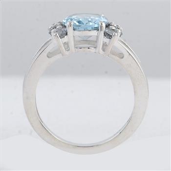 NO RESERVE 3.99 Ct Oval Swiss Blue Topaz 925 Sterling Silver Ring
