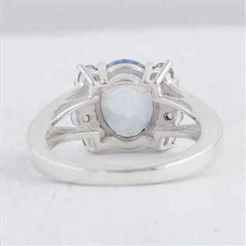 NO RESERVE 3.99 Ct Oval Swiss Blue Topaz 925 Sterling Silver Ring