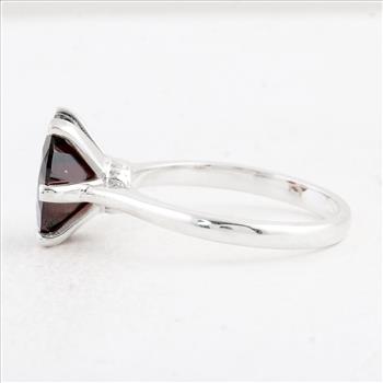 NO RESERVE 3.99 Ct Round Garnet 925 Sterling Silver Ring