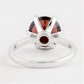 NO RESERVE 3.99 Ct Round Garnet 925 Sterling Silver Ring
