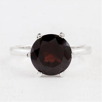 NO RESERVE 3.99 Ct Round Garnet 925 Sterling Silver Ring