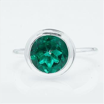 NO RESERVE 4.00 Ct Round Green Topaz 925 Sterling Silver Ring