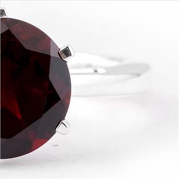 NO RESERVE 4.26 Ct Round Garnet 925 Sterling Silver Ring