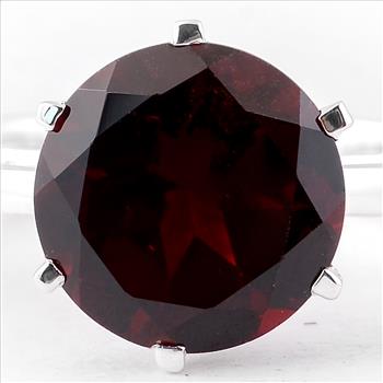 NO RESERVE 4.26 Ct Round Garnet 925 Sterling Silver Ring