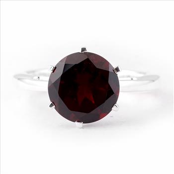 NO RESERVE 4.26 Ct Round Garnet 925 Sterling Silver Ring
