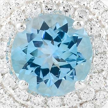 NO RESERVE 4.27 Ct Round Blue Topaz, Cubic Zirconia, 925 Sterling Silver Ring