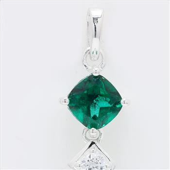 NO RESERVE 4.31 Ct Pear Green Topaz, Cubic Zirconia 925 Sterling Silver Pendant