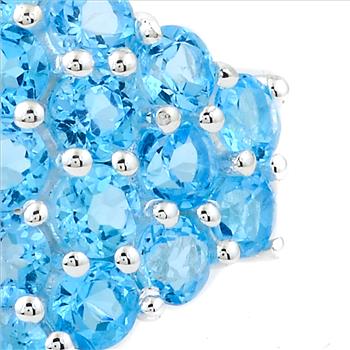 NO RESERVE 4.34 Ct Round Swiss Blue Topaz 925 Sterling Silver Ring