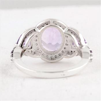 NO RESERVE 4.42 Ct Oval Amethyst 925 Sterling Silver Ring
