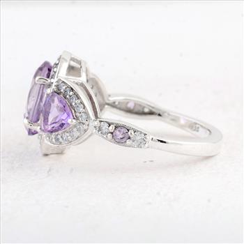 NO RESERVE 4.42 Ct Oval Amethyst 925 Sterling Silver Ring