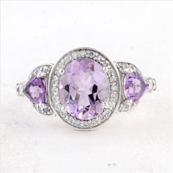 NO RESERVE 4.42 Ct Oval Amethyst 925 Sterling Silver Ring