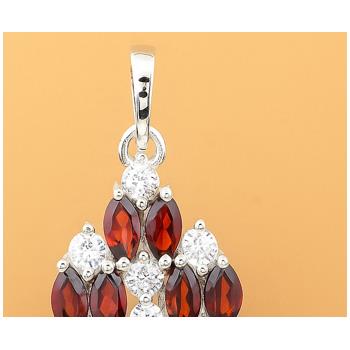 NO RESERVE 4.44 Ct Marquise Garnet, Cubic Zirconia, 925 Sterling Silver Pendant