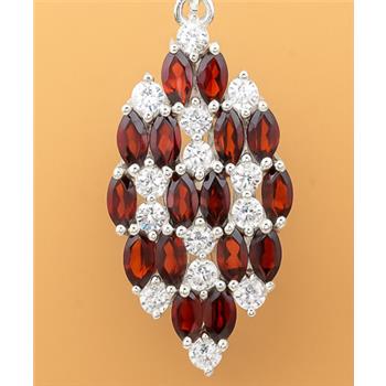 NO RESERVE 4.44 Ct Marquise Garnet, Cubic Zirconia, 925 Sterling Silver Pendant
