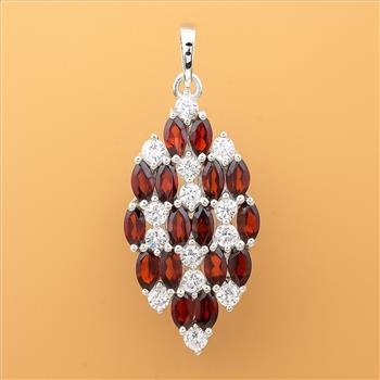 NO RESERVE 4.44 Ct Marquise Garnet, Cubic Zirconia, 925 Sterling Silver Pendant