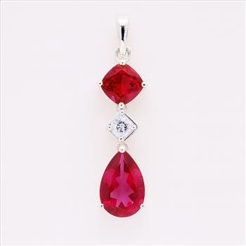 NO RESERVE 4.65 Ct Pear Pink Topaz, Cubic Zirconia 925 Sterling Silver Pendant