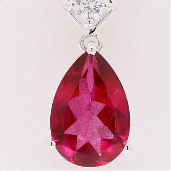 NO RESERVE 4.65 Ct Pear Pink Topaz, Cubic Zirconia 925 Sterling Silver Pendant