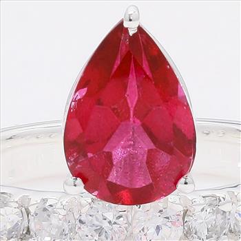 NO RESERVE 4.65 Ct Pear Pink Topaz, Cubic Zirconia 925 Sterling Silver Ring