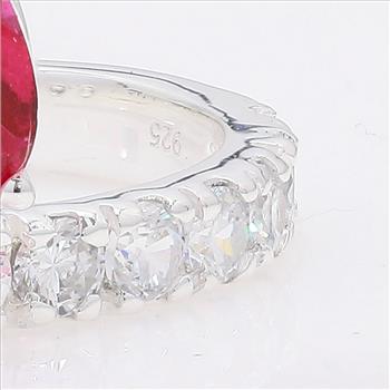 NO RESERVE 4.65 Ct Pear Pink Topaz, Cubic Zirconia 925 Sterling Silver Ring