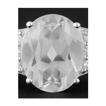NO RESERVE 4.68 Ct Oval White Topaz, Cubic Zirconia 925 Sterling Silver Ring
