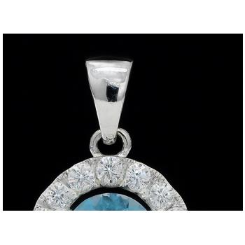 NO RESERVE 4.69 Ct Oval Blue Topaz, Cubic Zirconia 925 Sterling Silver Pendant