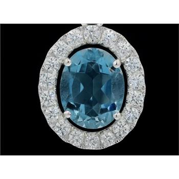 NO RESERVE 4.69 Ct Oval Blue Topaz, Cubic Zirconia 925 Sterling Silver Pendant