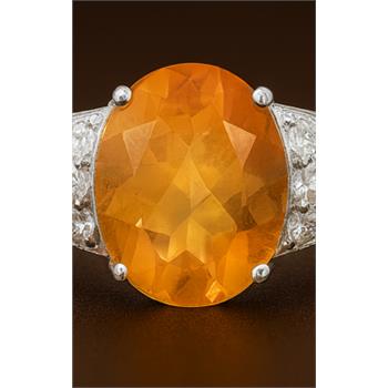 NO RESERVE 5.01 Ct Oval Citrine, Cubic Zirconia 925 Sterling Silver Ring
