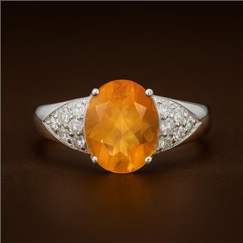 NO RESERVE 5.01 Ct Oval Citrine, Cubic Zirconia 925 Sterling Silver Ring