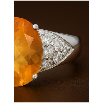 NO RESERVE 5.01 Ct Oval Citrine, Cubic Zirconia 925 Sterling Silver Ring