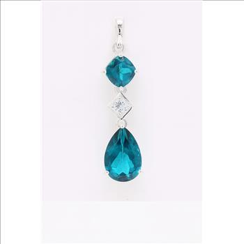 NO RESERVE 5.06 Ct Pear Paraiba Topaz, Cubic Zirconia 925 Sterling Silver Pendant