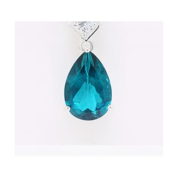 NO RESERVE 5.06 Ct Pear Paraiba Topaz, Cubic Zirconia 925 Sterling Silver Pendant