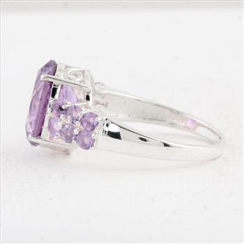 NO RESERVE 5.24 Ct Oval Amethyst 925 Sterling Silver Ring