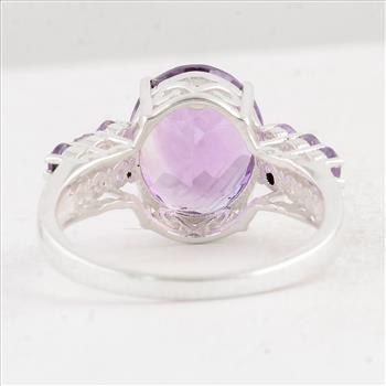 NO RESERVE 5.24 Ct Oval Amethyst 925 Sterling Silver Ring