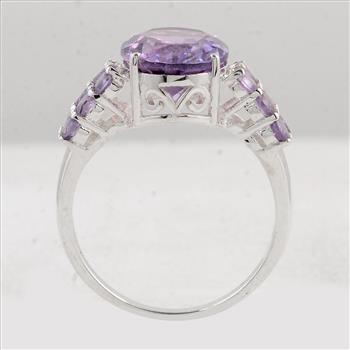 NO RESERVE 5.24 Ct Oval Amethyst 925 Sterling Silver Ring