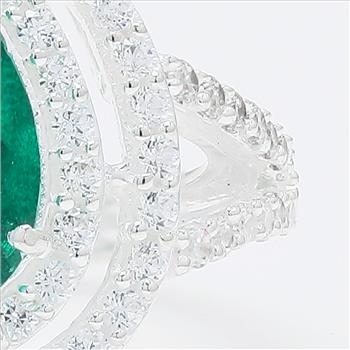 NO RESERVE 5.28 Ct Pear Green Topaz, Cubic Zirconia 925 Sterling Silver Ring