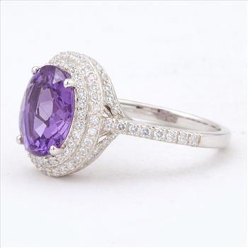 NO RESERVE 5.30 Ct Oval Amethyst, Cubic Zirconia 925 Sterling Silver Ring